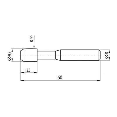 (공식수입정품)[TVA9.3] 원통형 프로브, M12-M150, 길이 L=60 mm