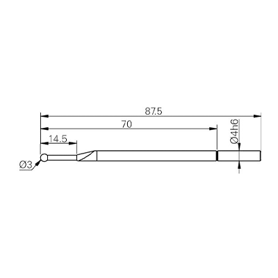 (공식수입정품)[TA-MI-109] 루비 볼 프로브, Ø3 mm, 길이 L=87.5 mm